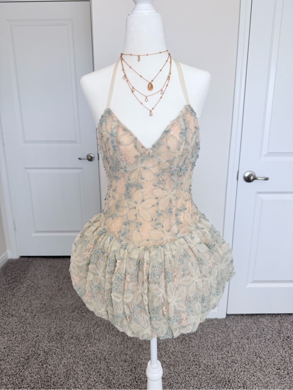 Blue Lace Fairy Dollcore Mini Dress – Size XXS